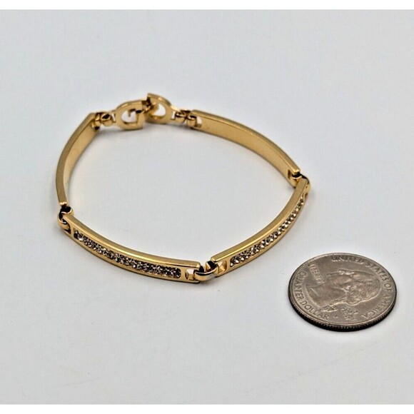 Vintage Christian Dior Gold Tone Clear Rhinestone Panel/Tennis Style Bracelet 7" - Picture 15 of 15